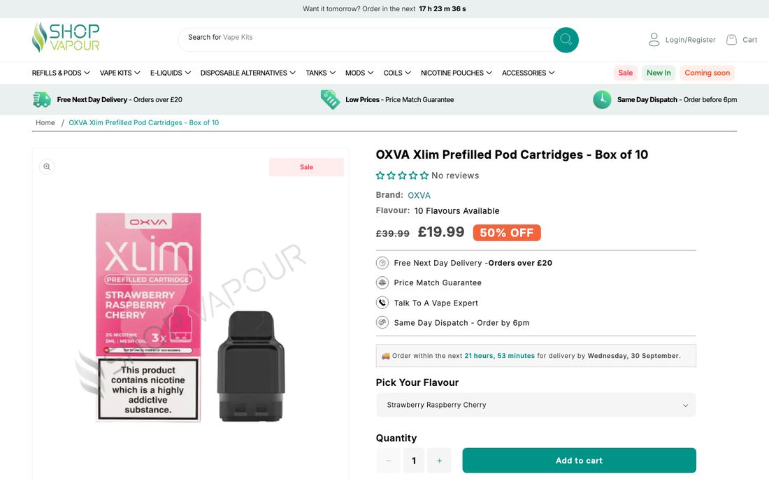 A Shop Vapour product page